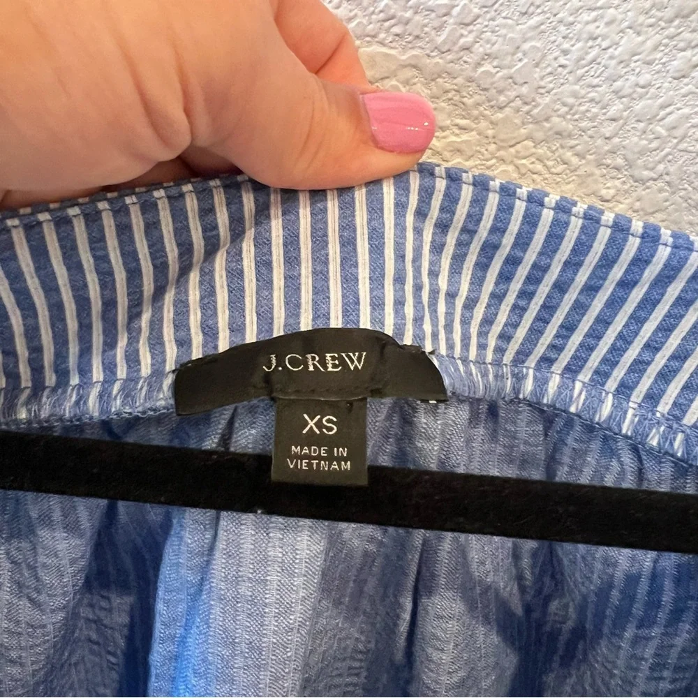 J. CREW Blue Striped Square Neck Top Size XS
